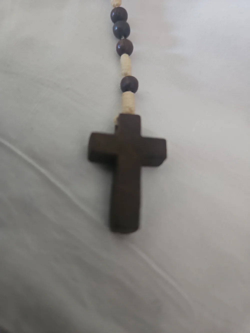 Kids Brown Wood Bead Cross Necklace — Natural Faith Pendant